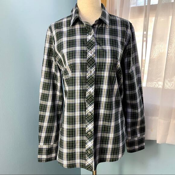 J. Crew Perfect Shirt in Green Tartan Plaid Size 6 - Picture 2 of 9